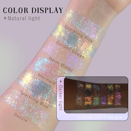 HOSAILY 2-Color Roll-On Body Glitter Gel - Holographic Shimmer