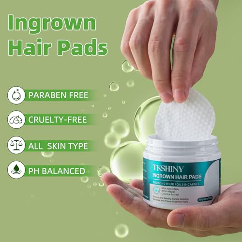 Ingrown Hair Treatment Pads with AHA BHA for Bikini, Face, Underarms - 50 Pads