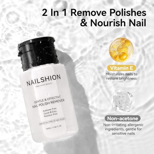 Nail Polish Remover Non-Acetone Unscented VE Nourishing 3-6s Quick Removal Pump Bottle