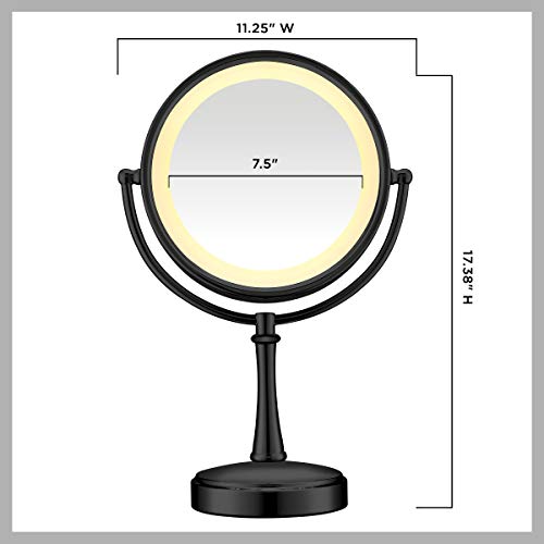 Conair 3-Way Touch Control Lighted Makeup Mirror 1x/7x Magnification, Matte Black