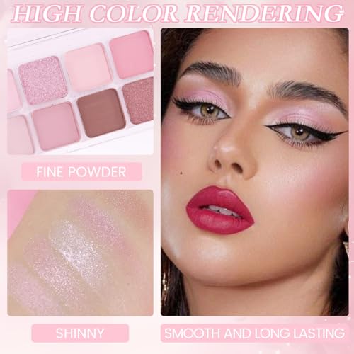 12Colors White Purple Eye Shadow Palette Makeup,Highly Pigmented Matte Shimmer Eyeshadow Palette White Purple Eye Shadows Long Lasting Waterproof Blendable Naturing-Looking,Great for Travel Gift Kit