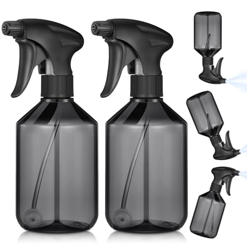 Baderke 2 PCS 360¡Æ Spray Bottle, 16 oz Upside Down Spray Bottles, Plastic Spray Bottles is Nice for Plants, Cleaning Solutions, Durable Nozzle w/Fine Mist and Stream Setting (Gray)