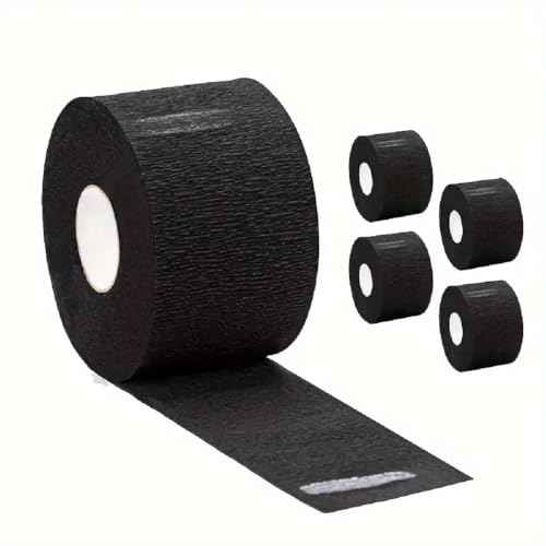 Studio Limited Disposable Barber Neck Strips Tape Paper Roll Barber Supplies Neck Strip Disposable Paper - Black (500 Strips, 5 Rolls)