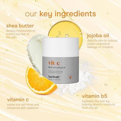 Baebody Made in USA Vitamin C Face Cream | Brightening Cream For Face, Vitamin C Moisturizer For Face, Best Face Moisturizer For Women and Men, Jojoba Oil and Vitamin C | 1.7 Oz