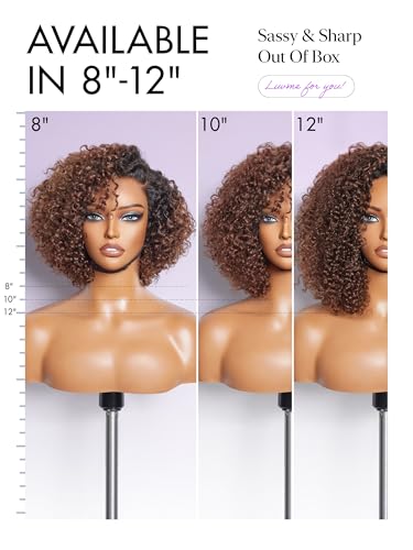 LUVME HAIR 8 Inch Ombre Brown Kinky Curly Bob Wig - Glueless HD Lace
