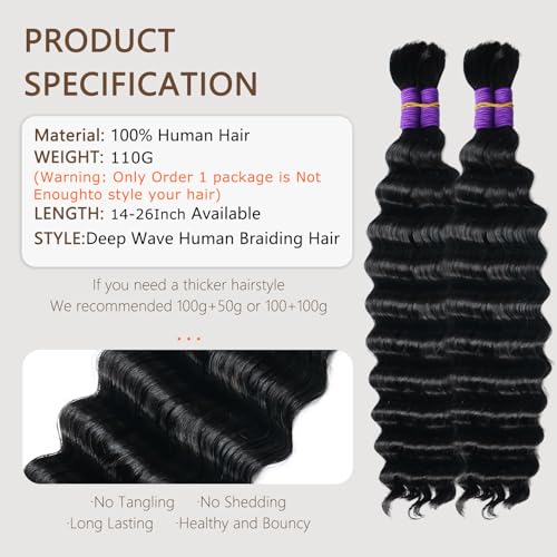 Boho Braiding Hair Deep Wave 18 Inch 2 Bundle Pack