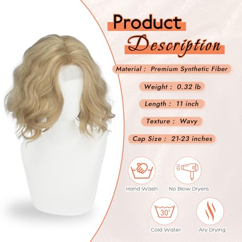 Haloo 11-Inch Blonde Bob Wig - Soft Wavy Lace Front for Women