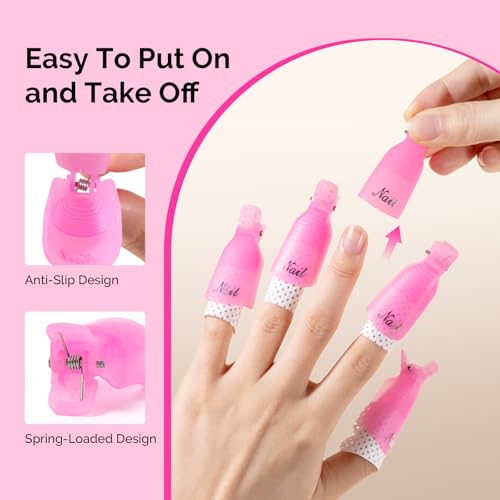 MelodySusie Gel Nail Polish Remover Clips Kit with Cuticle Pusher - 21 Pcs