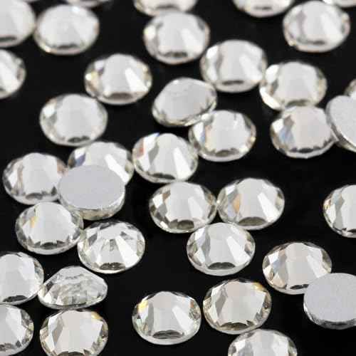 2000PCS SS20 Flatback Rhinestones | 12-Facet Diamond-Cut Glass Gems for Nail Art, Clothing, DIY Crafts |Glue-On Decoration Stones with Silver Backing(Crystal)