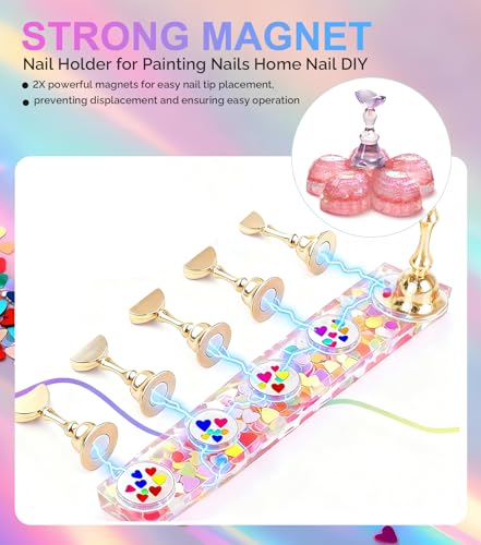 Magnetic Nail Practice Stand Set for Painting Nails - Flower Base & Putty Clay