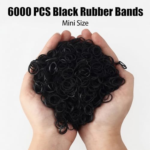 6000pcs Mini Black Hair Rubber Bands for Styling, Lightweight & Discreet