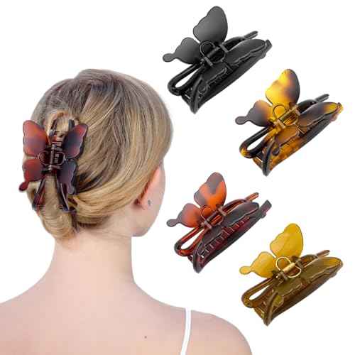 Butterfly Hair Clips,large butterfly hair clips 4.4 inch Nonslip Strong Hold Claw Clips for Women and Girls, large hair clips for thick hair Accessories for Women and Girls Gift£¨4PCS£©