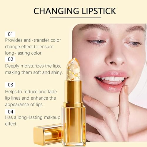 pH-Reactive Lipstick for Mature Lips, Long-Lasting Hydrating Lip Gloss