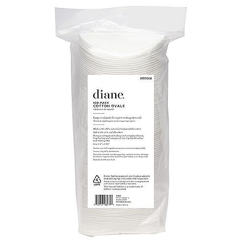 Diane Multi-Layer Cotton Ovals, 100 Count, 100% Pure Cotton, Premium, Hypoallergenic, Biodegradable, Strong and Durable Makeup and Nail Polish Removal Wipes