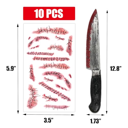 Chucky Halloween Makeup Kit with Scar Tattoos & Fake Knife Prop