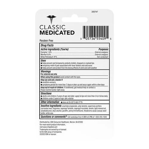 ChapStick Classic Medicated Lip Balm & Skin Protectant (3 Pack)