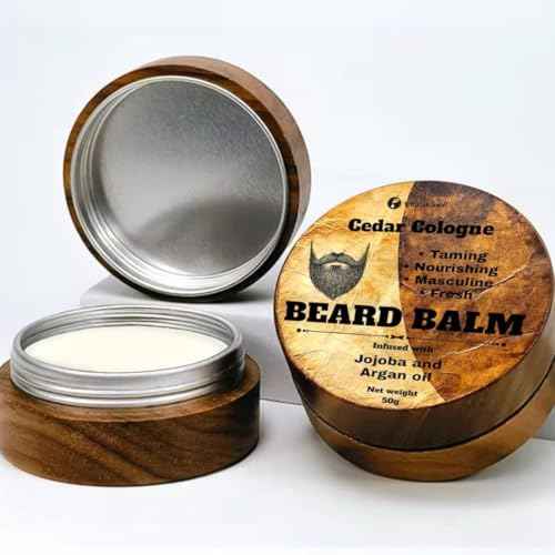 Beard Balm for Men, Cologne Scented with Shea Butter, Jojoba and Argan Oil, Nourishing and Taming Formula, 50g