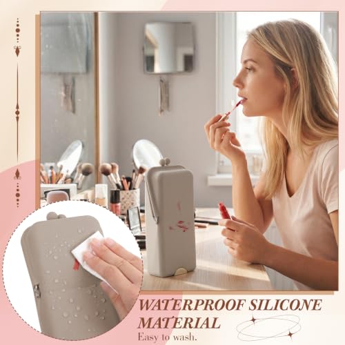 Kacctyen Oatmeal Silicone Standing Makeup Brush Case Travel Organizer