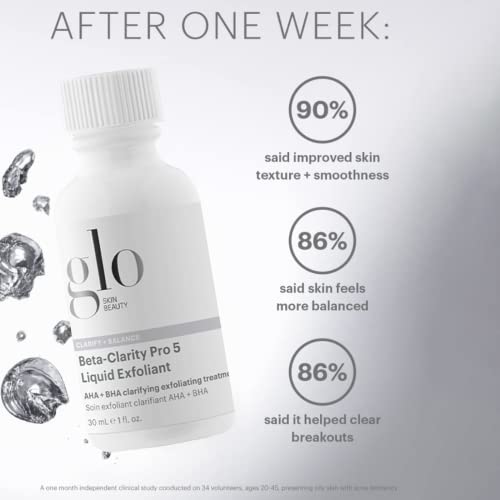 Glo Skin Beauty Beta-Clarity Pro 5 Liquid Exfoliant, Travel Size - AHA + BHA Clarifying and Balancing Chemical Exfoliant Treatment