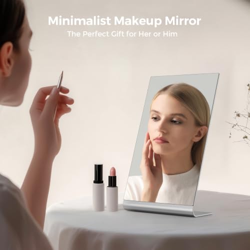 12"x7" Frameless Makeup Mirror - NEZZOE 12 Inch Silver, Free Standing Desk Mirror