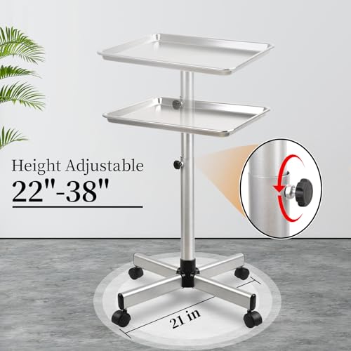 Adjustable Salon Tray on Wheels - Rolling Hair Stylist Cart