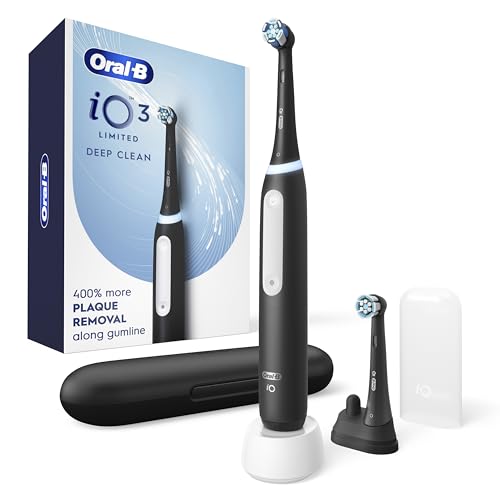 Oral-B iO Series 3 Deep Clean Electric Toothbrush Black, 3 Modes, 2 Replacement Heads, Travel Case