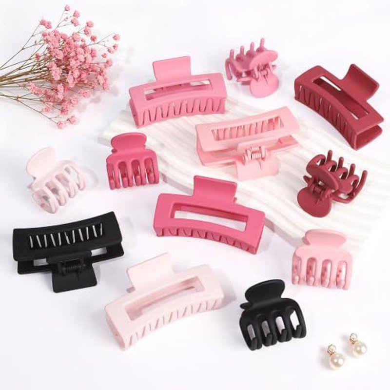 12-Piece Matte Claw Clips Set for Women, Strong Hold Hair Accessories