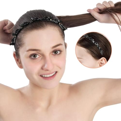 Braided Bangs Headband with Clips - 2 Pack for All Hair Types