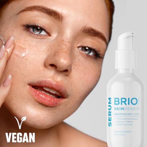 BRIOTECH Skin Serum, Hypochlorous Acid Mineral Serum, Soften Fine Lines, Smooth Face Neck Chest, Spot Corrector, Soothe Dry Red Skin, 2 fl oz