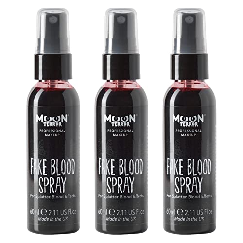 Pro FX Fake Blood Spray by Moon Terror | 60ml x3 | SFX Make up for Halloween Vampire Zombie Theatre | Special Effects Make up