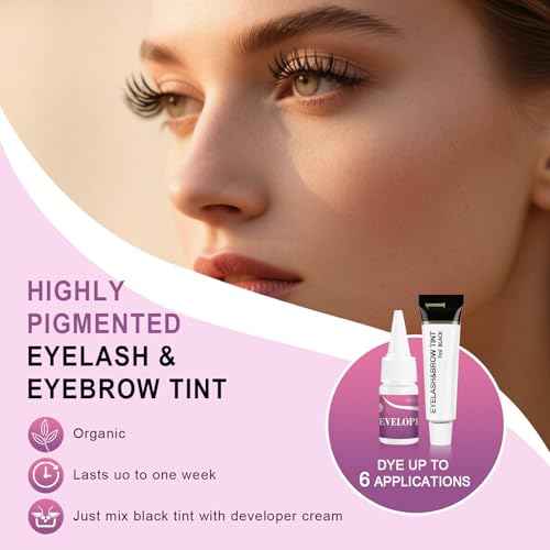 Eyelash & Eyebrow Color Kit, Professional Black Lash & Brow Color Kit, Instant Eyelash & Eyebrow Kit with Natural Bushy Effects, Easy to Use for Salon Home Use 7ml