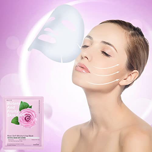Jakuva 12PCS Deeply Moisturizing Facial Masks,Collagen Face Mask Facial Patches for Anti-Aging,Anti Wrinkle & Face Skincare,Firm Skin Softening Facial Pads,Rose Pink