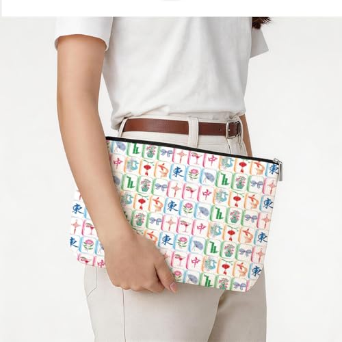 American Mahjong Tile Bag with Zipper - Canvas Storage Case