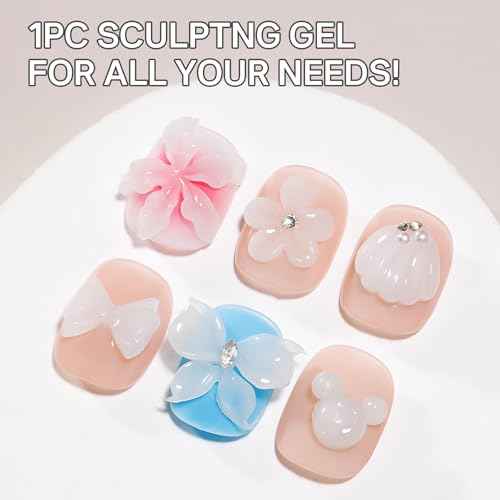 MIZHSE White 3D Gel Nail Art 30g Sculpting Gel Non-Sticky Molding Gels for Nails Solid U V LED Soak Off Gels Polish with Nail Art Pen Nail Design Home Manicure