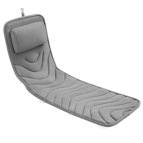 Full Body Bath Pillow for Bathtub, Non-Slip Bath Pillows for Tub, Spa Bathtub Pillow Cushion for Headrest Neck Shoulder and Back Rest Support£¬Relaxation Spa Accessories-50 x 15" (Grey)
