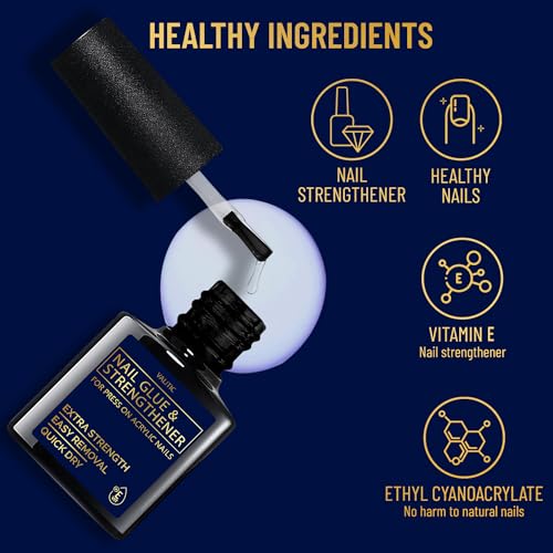 VALITIC Strong Brush-On Nail Glue & Strengthener for Press-On & Acrylic Nails