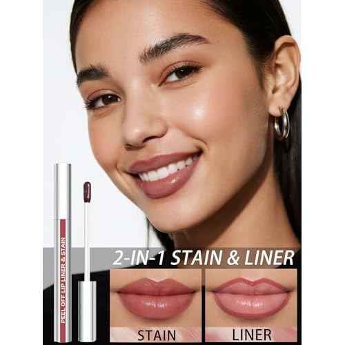 Lip Stain Peel Off Lip Liner Stain with Tweezer, Long Lasting Matte Lip Tint Tattoo, Highly Pigmented Color Lip Makeup, Waterproof Lipstick, Transfer-proof Lipstain for Women, Nude Pink