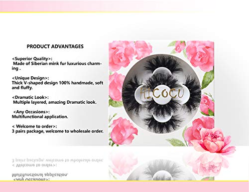 25mm Mink False Eyelashes - 3 Pairs Dramatic Volume Lashes