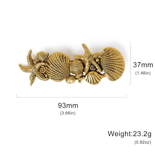 Dreamtimes Starfish Hair Clip Sea Star Hair Pins Shell Pearl Hair Accessories Vintage Large Hand Crafted Metal Barrettes French Hair Clip for Women (GOLD)