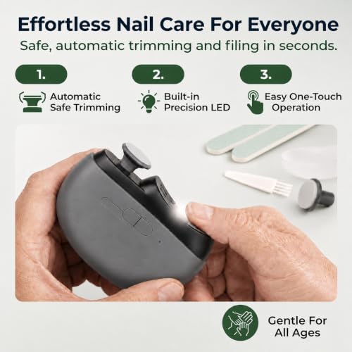 Electric Nail Clipper with LED Light & 2-Speed for Seniors