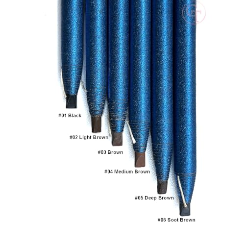 5pcs Tattoo Makeup And Microblading Supplies Waterproof Permanent Makeup Eyebrow Pencils Long Lasting Microblading Eye Brow Pencil for PMU Eye Brow Liner Beauty (Blue Paper-Medium Brown Core)