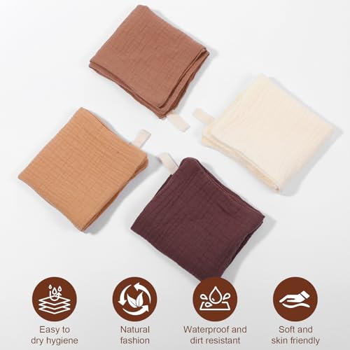 4 Pack Face Cloths Makeup Remover Cloths Soft Wash Cloth Absorbent Muslin Washcloths Breathable Reusable Facial Towels for Skin Care Daily Cleansing Travel Women Men Adults