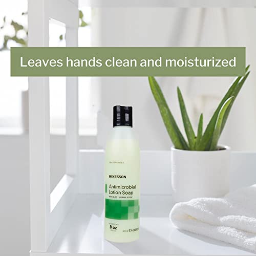 McKesson Antimicrobial Lotion Hand Soap with Aloe, 8 oz Pump Bottle [Pack of 1] - Herbal Scent, Keeps Hands Clean and Moisturized, Medical-Grade Soap