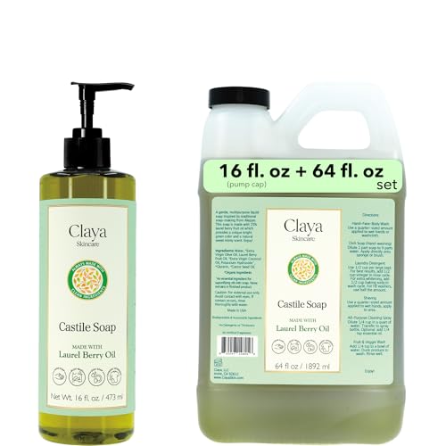 Laurel Berry Aleppo Liquid Castile ? Organic Ingredients, Biodegradable Soap, Gentle for Skin Soap and Versatile Cleaning (16 fl oz (Pump Cap) and 64 fl oz)