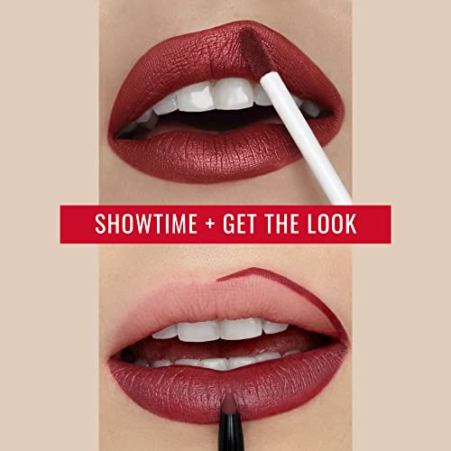 Runway Rogue ¡®Showtime¡¯ Brick-Red Pearl Glam Shimmer Long Wear Liquid Lipstick Bundle with ¡®Get the Look¡¯ Matte Garnet-Maroon Designer Liner Lip Liner