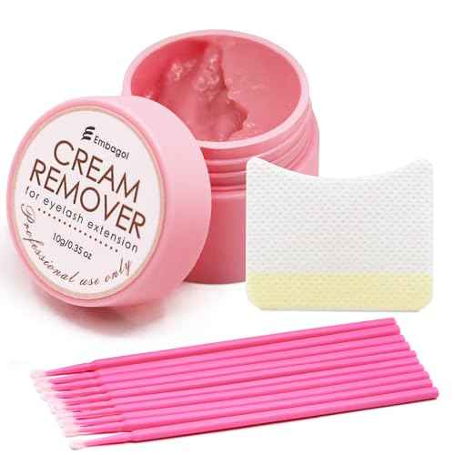 Lash Remover for Lash Extensions 10g No Burn Cream Remover With Micro Cotton Swabs and Eye Pad Sticker Professional Eyelash Extensions Lash Tech Salon Supplies