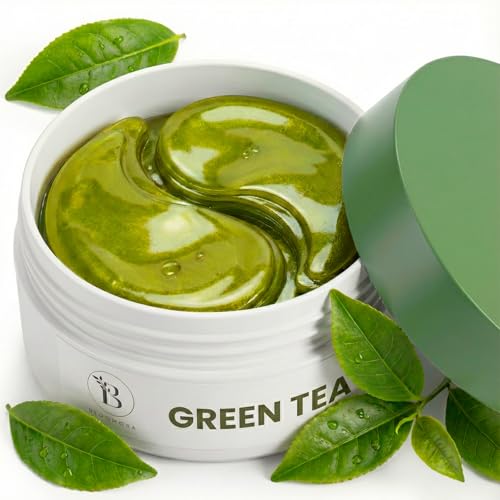 Green Tea Under Eye Patches (30 Pairs), Cooling Eye Mask for Puffy Eyes & Dark Circles, Soothing & Hydrating Gel Pads, Revitalizing Under Eye Care & Skincare Gifts for Women