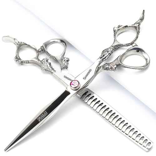 SHARONDS Hair Cutting Scissors Hairdressing Scissors Thinning Scissor Professional Barber Salon Home Shear For Men Women (7-inch 2pc-A)