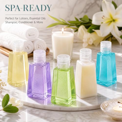 100 Pack 1 OZ Travel Plastic Bottles, Flip Cap Empty Refillable