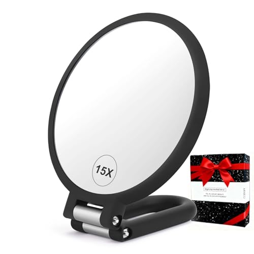 15X Magnifying Hand Mirror Double Sided Folding